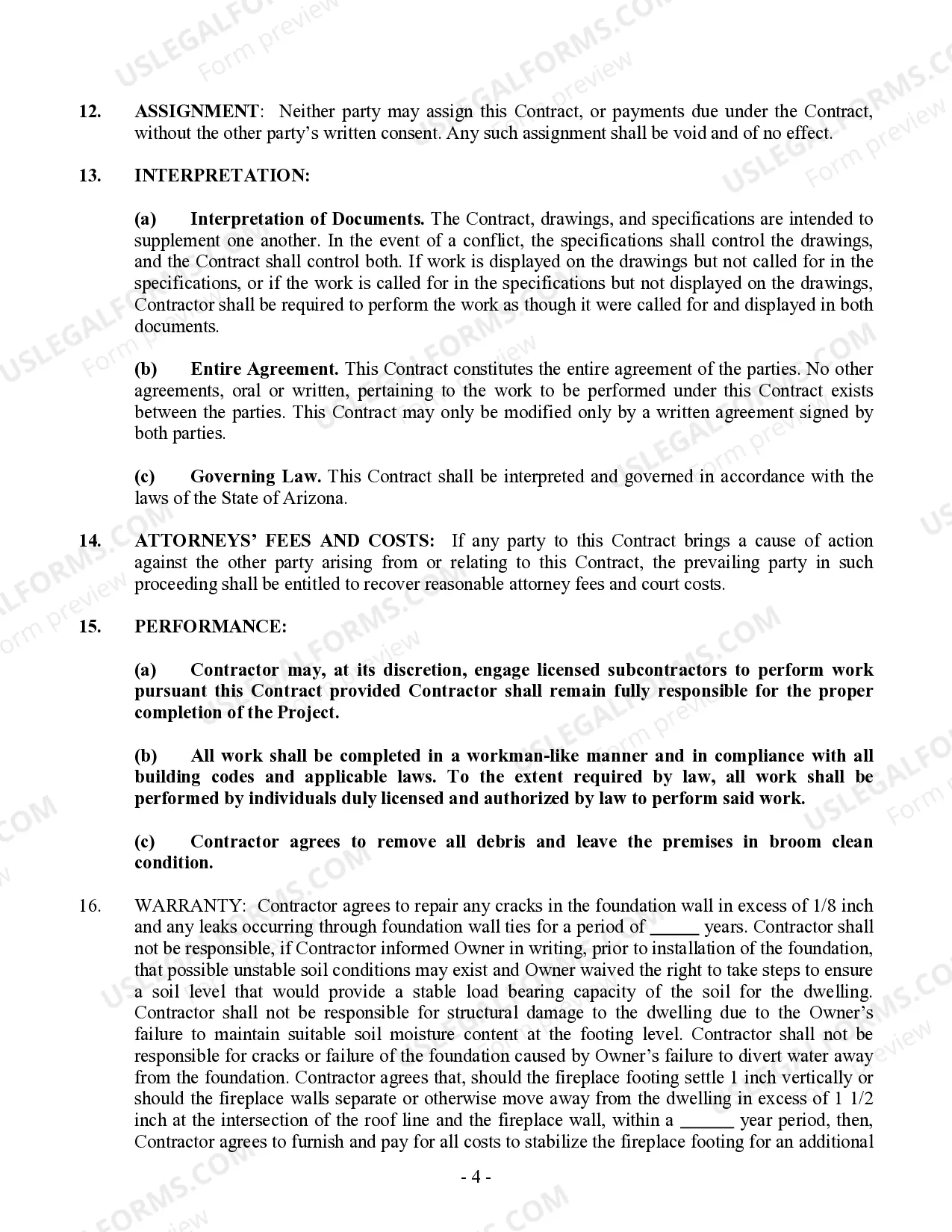 Preview Foundation Contract for Contractor