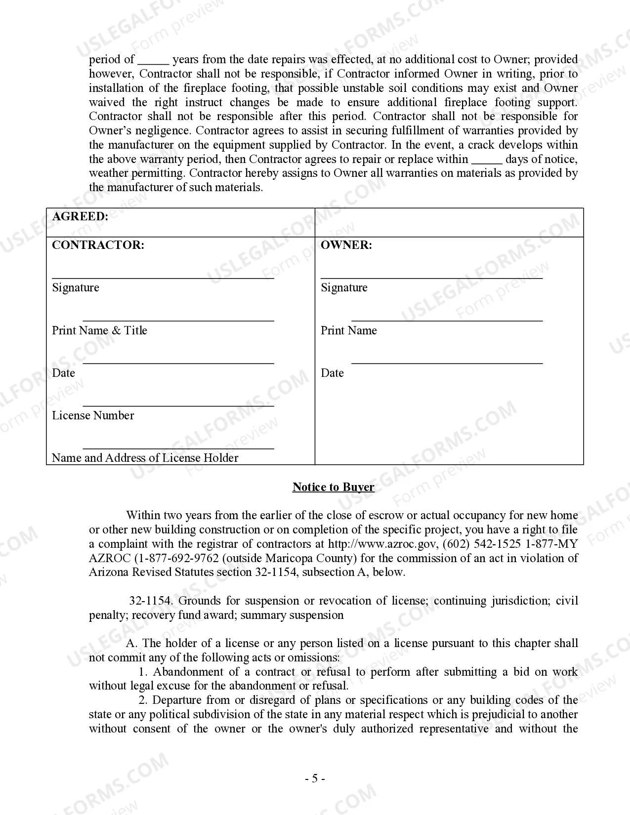 Preview Foundation Contract for Contractor