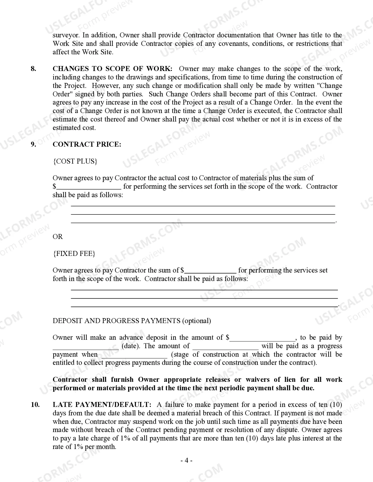 Preview Plumbing Contract for Contractor