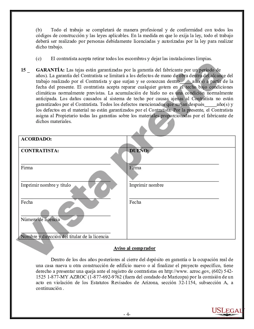 Preview Contrato de techado para contratista