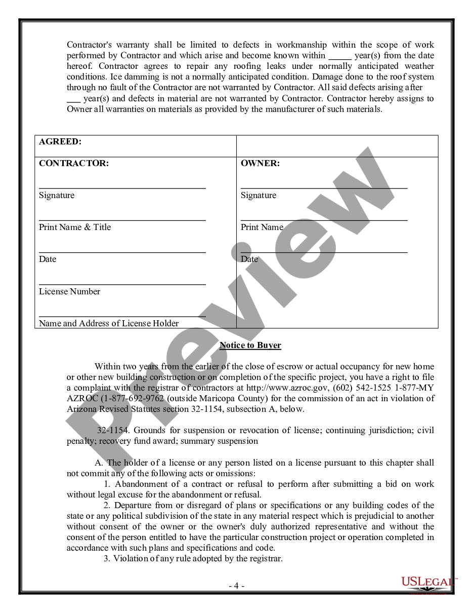page 3 Roofing Contract for Contractor preview