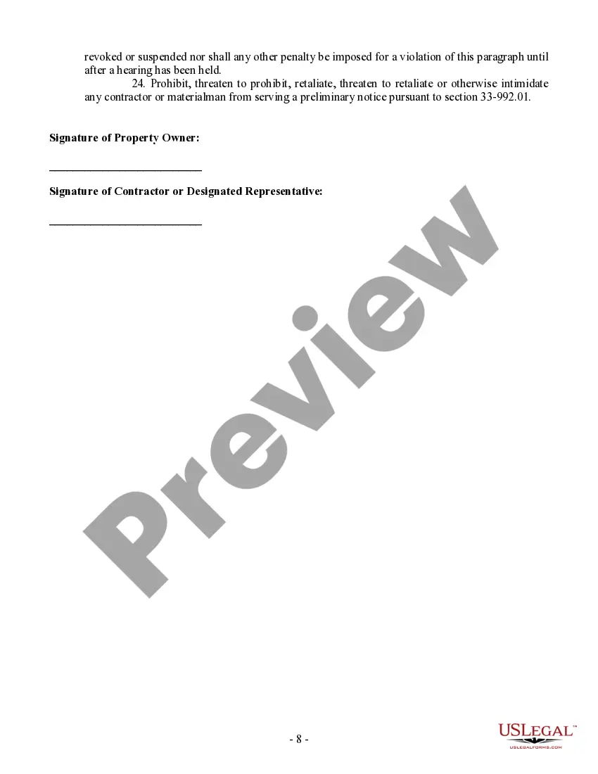 Preview Electrical Contract for Contractor