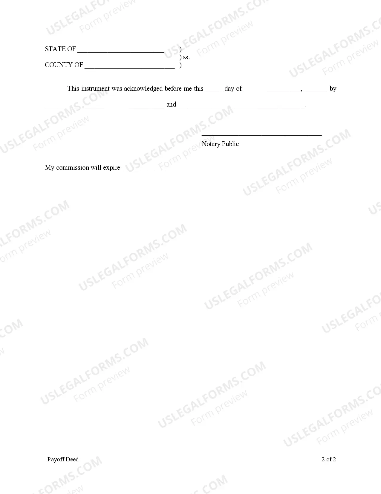 Preview Arizona Payoff Deed