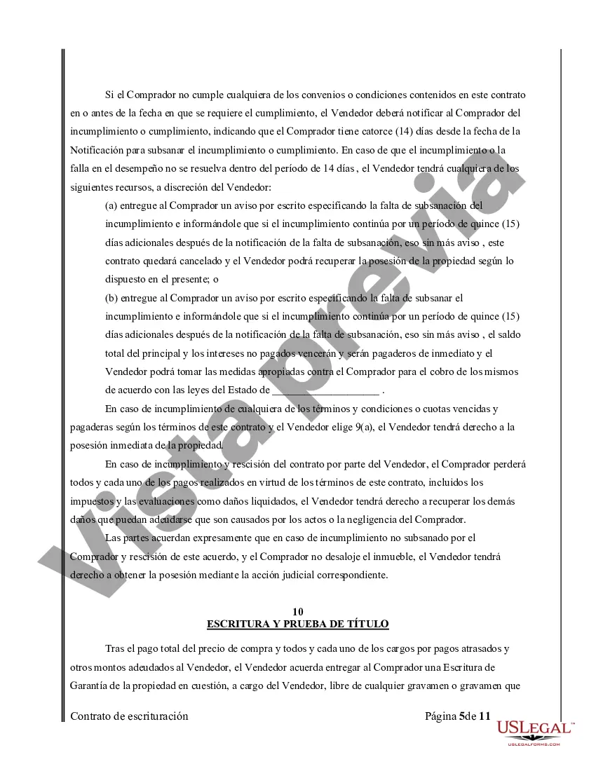 Preview Acuerdo o Contrato de Escritura de Venta y Compra de Bienes Raíces a/k/a Terreno o Contrato de Ejecución