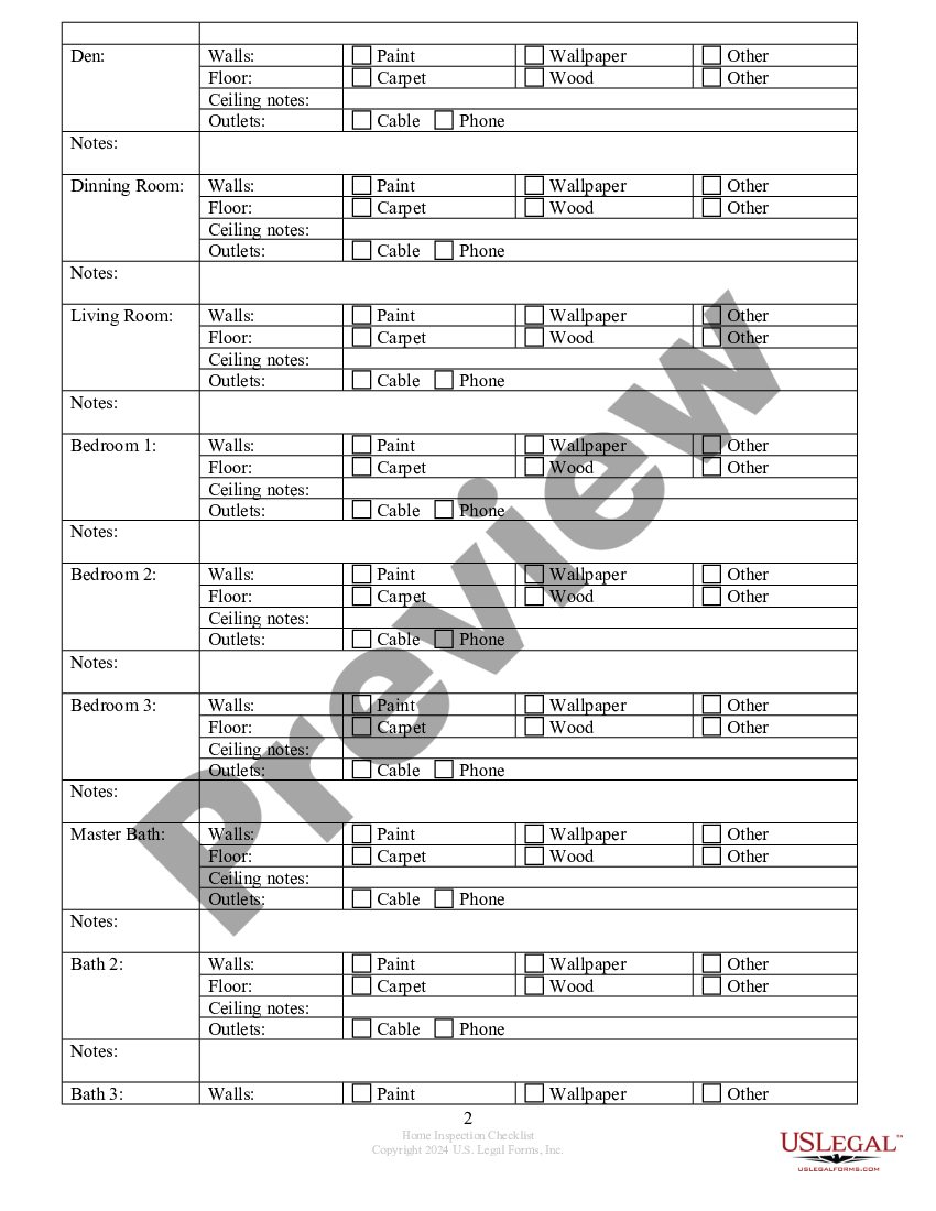 Arizona Home Inspection Checklist For Landlord | US Legal Forms