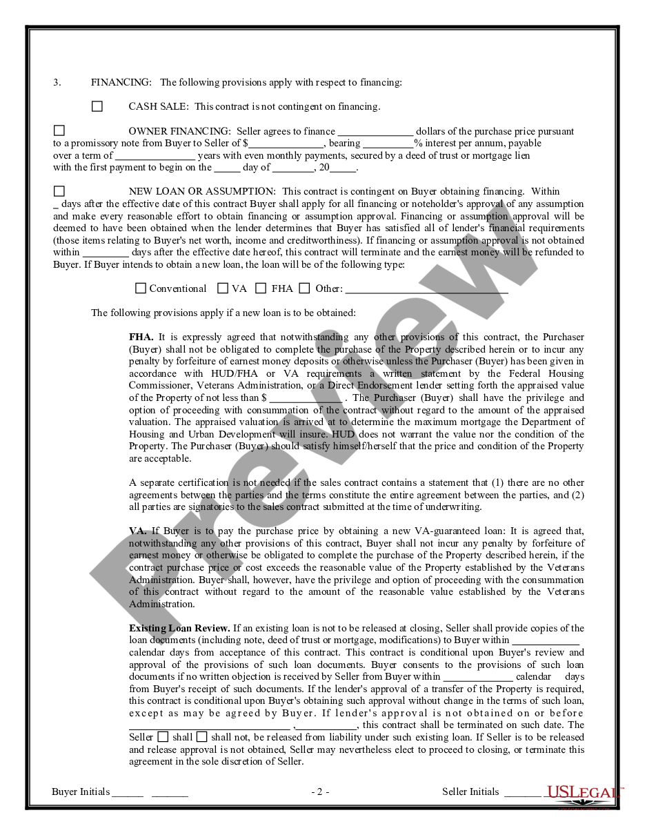 page 1 Contract for Sale and Purchase of Real Estate with No Broker for Residential Home Sale Agreement preview