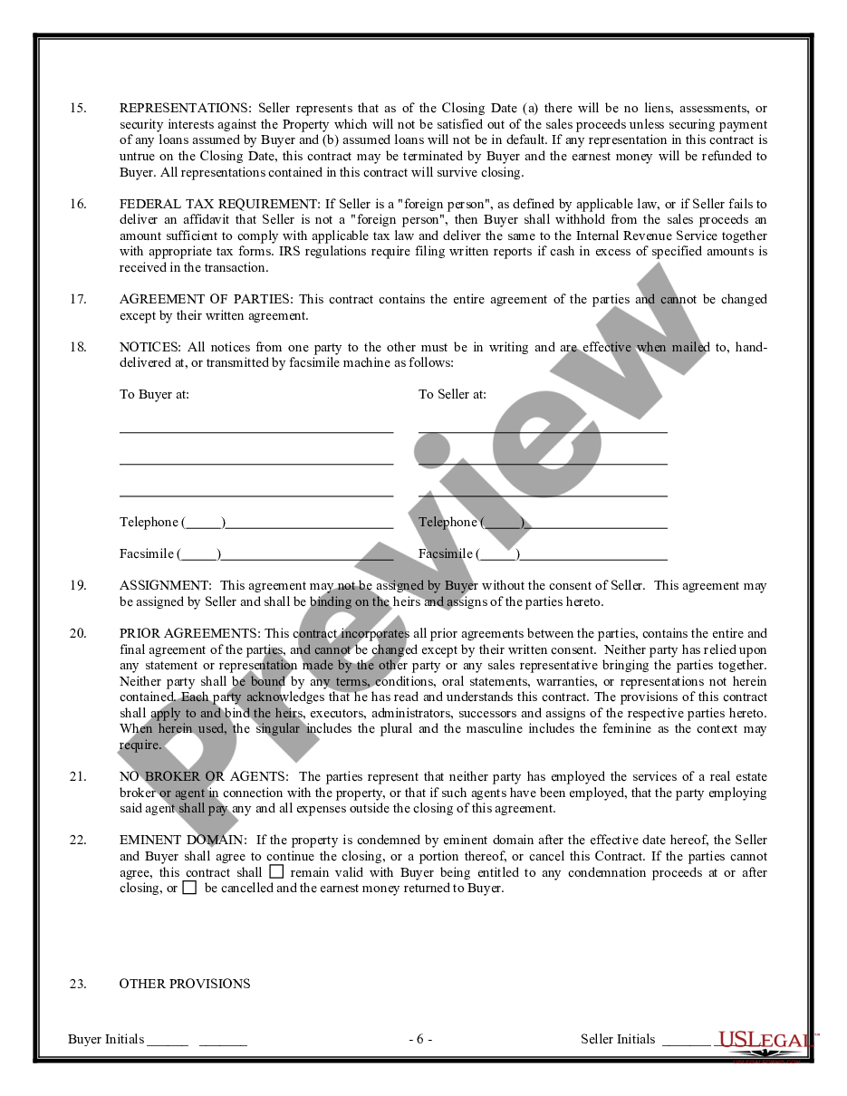 page 5 Contract for Sale and Purchase of Real Estate with No Broker for Residential Home Sale Agreement preview