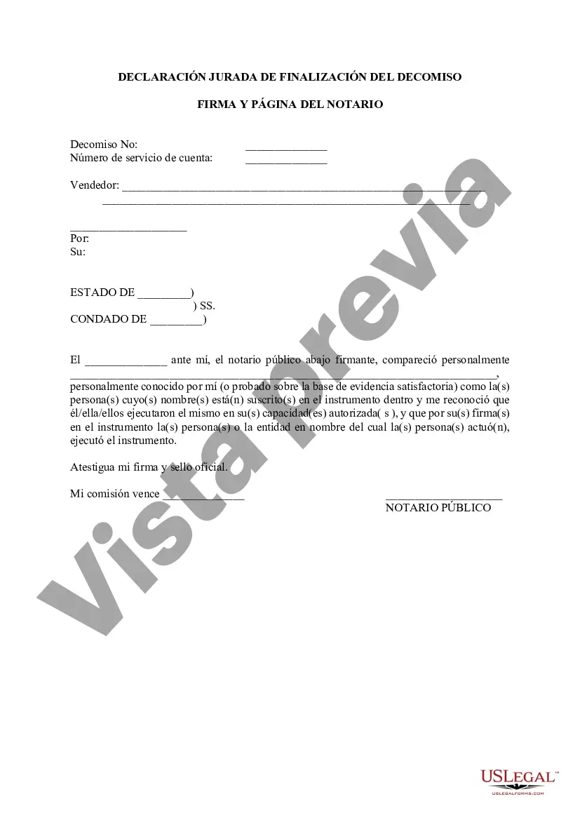 Preview Declaración jurada de finalización del decomiso