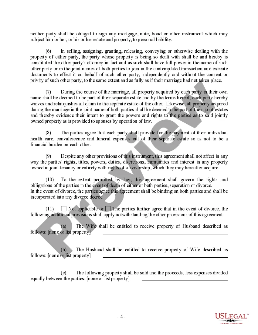 Preview Arizona Prenuptial Premarital Agreement with Financial Statements