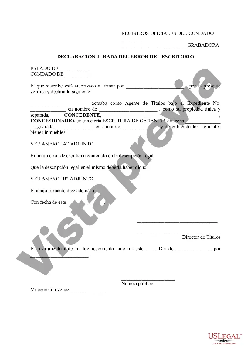 Preview Declaración jurada de Scriveners Error
