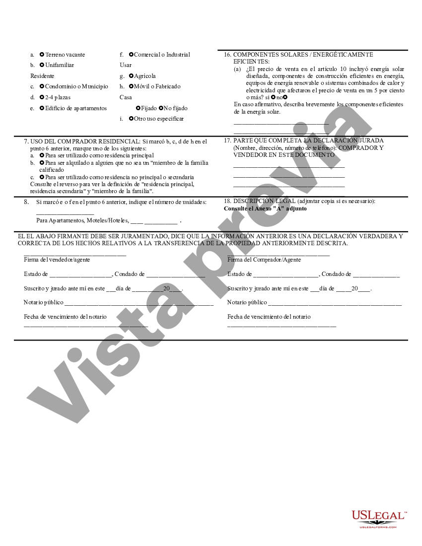 Mesa Arizona Declaración Jurada del Valor de la Propiedad Declaración