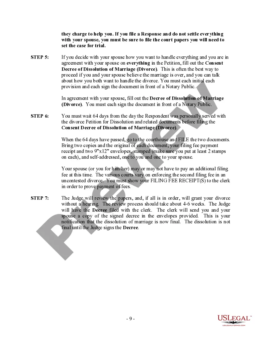 Preview Arizona No-Fault Agreed Uncontested Divorce Package for Dissolution of Marriage for Persons with No Children with or without Property and Debts