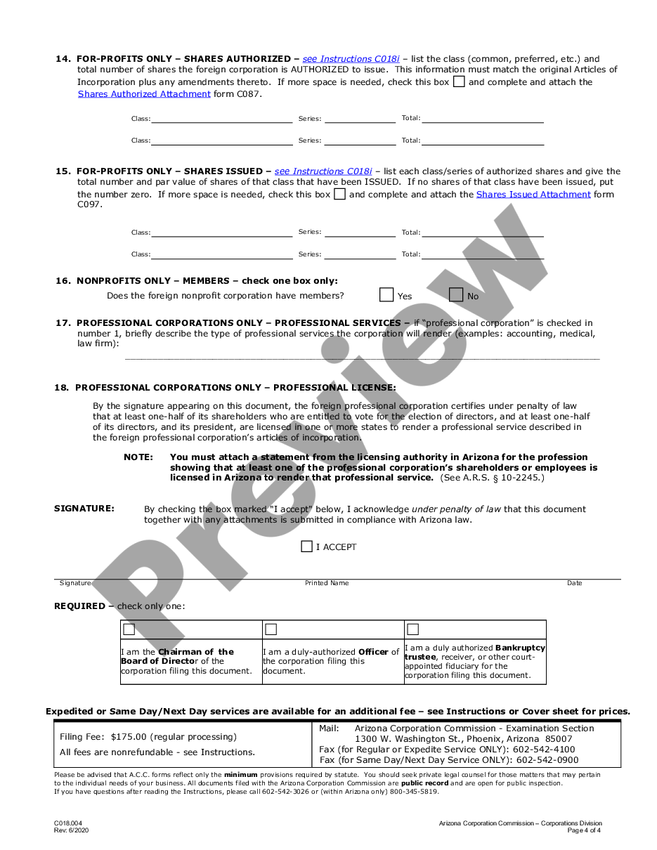 arizona foreign corporation registration