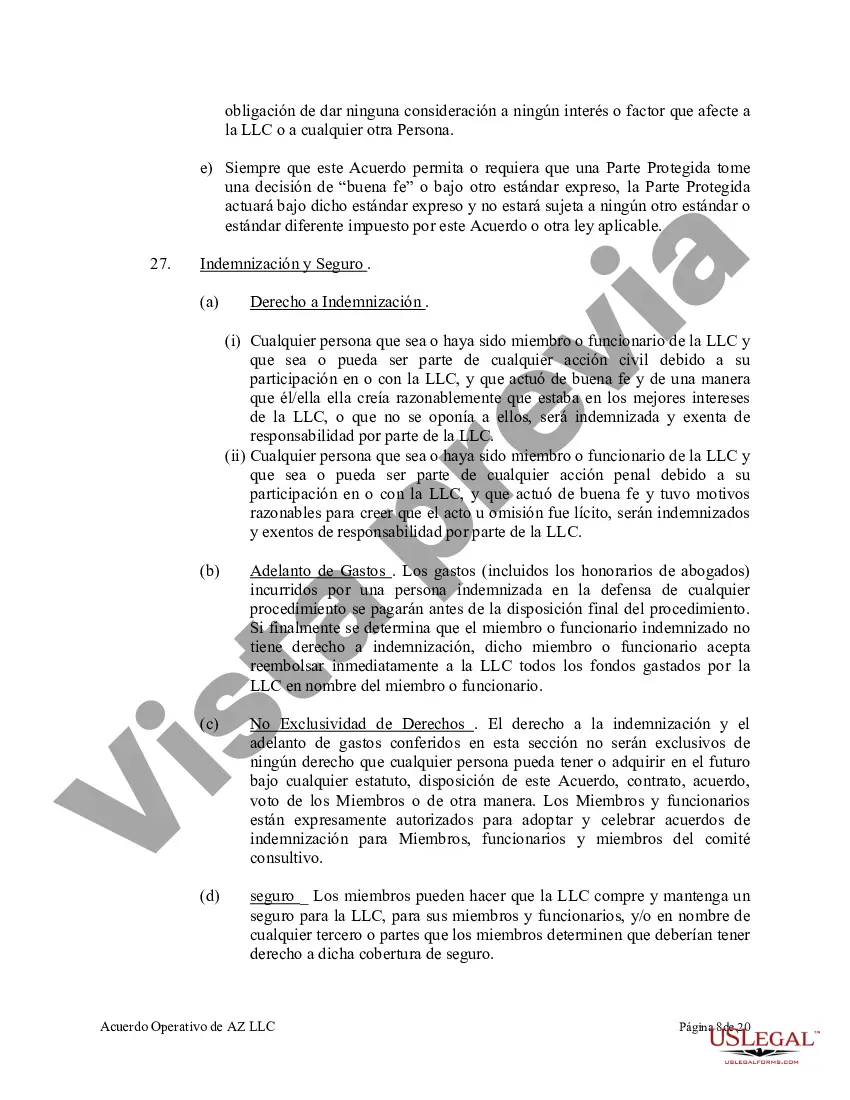 Preview Acuerdo Operativo de Sociedad de Responsabilidad Limitada LLC