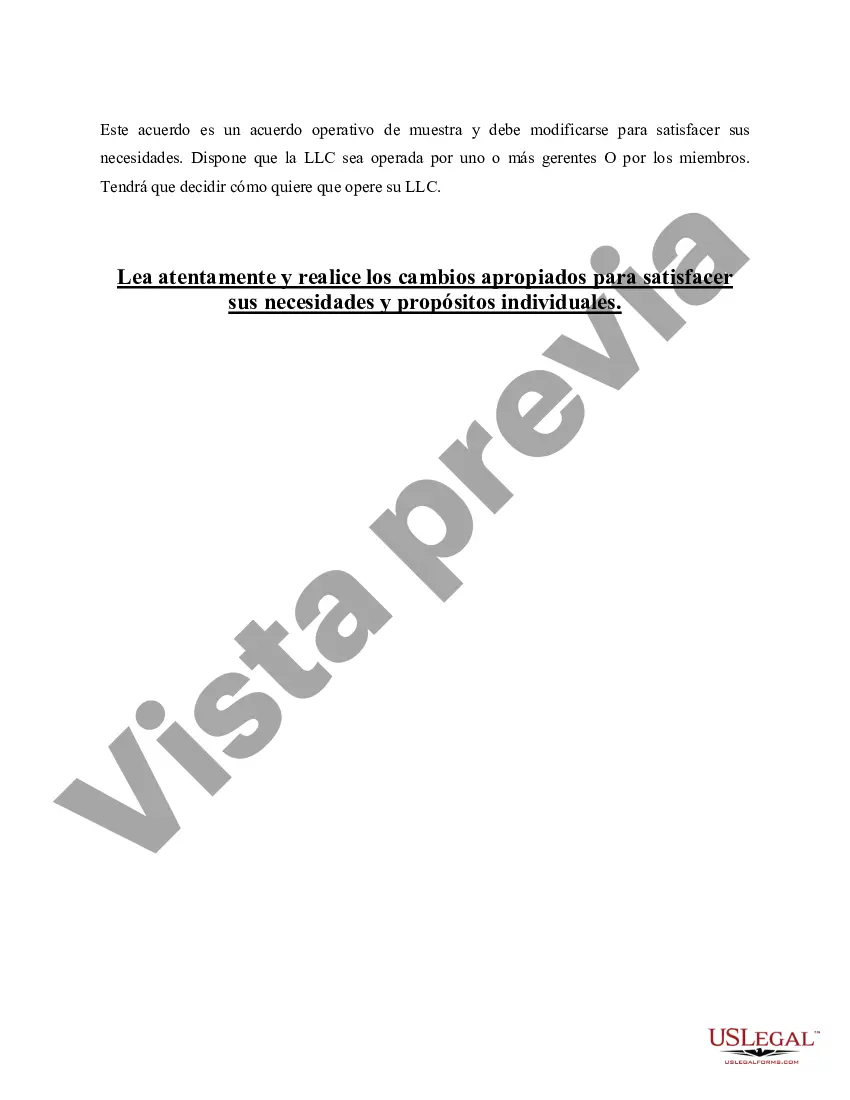 Preview Acuerdo Operativo de Sociedad de Responsabilidad Limitada LLC