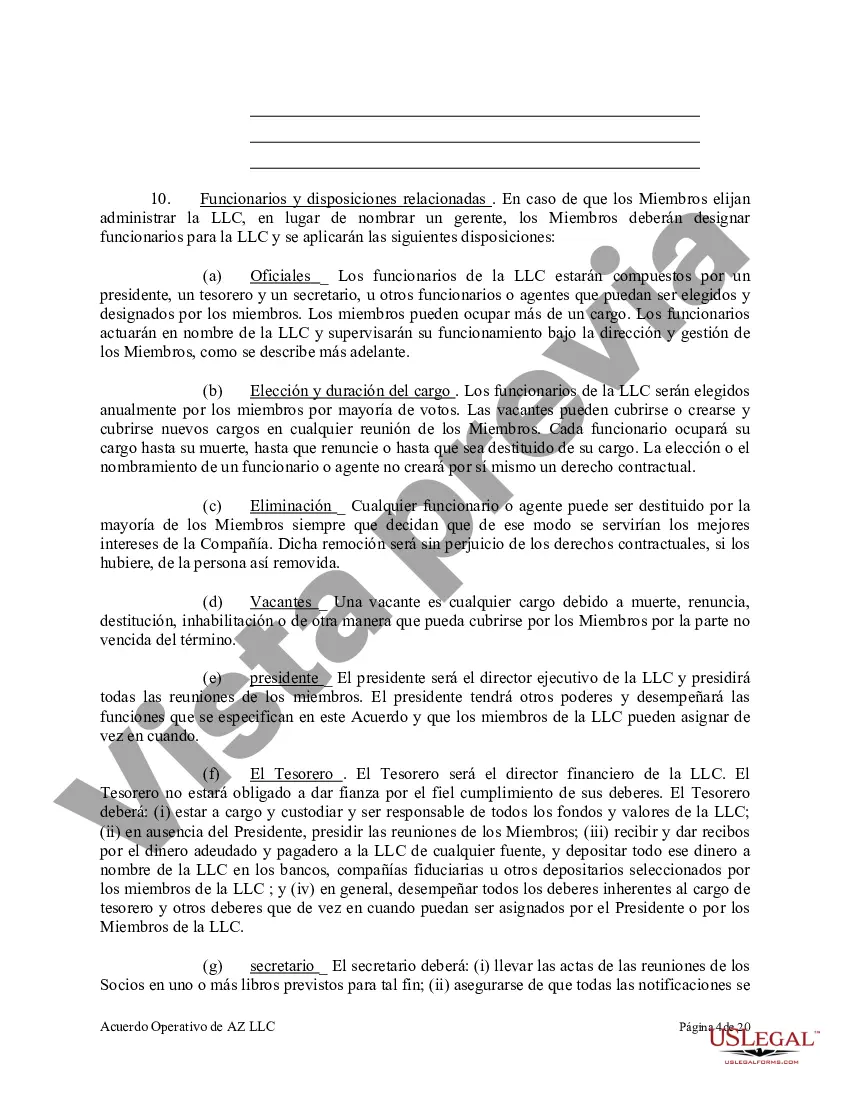 Preview Acuerdo Operativo de Sociedad de Responsabilidad Limitada LLC