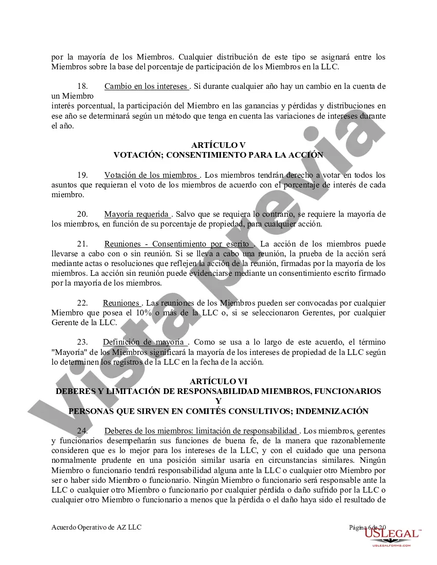 Preview Acuerdo Operativo de Sociedad de Responsabilidad Limitada LLC