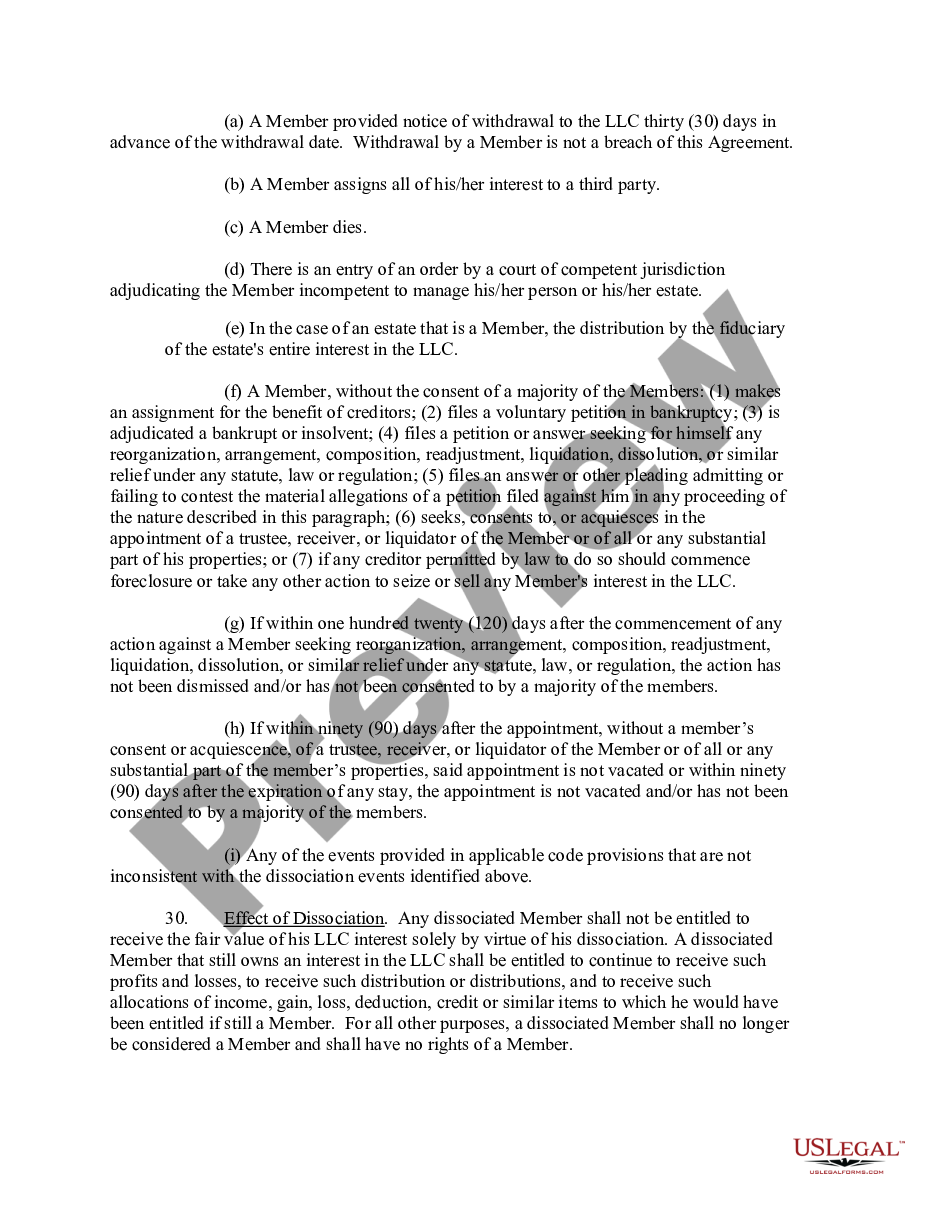 page 9 Limited Liability Company LLC Operating Agreement preview