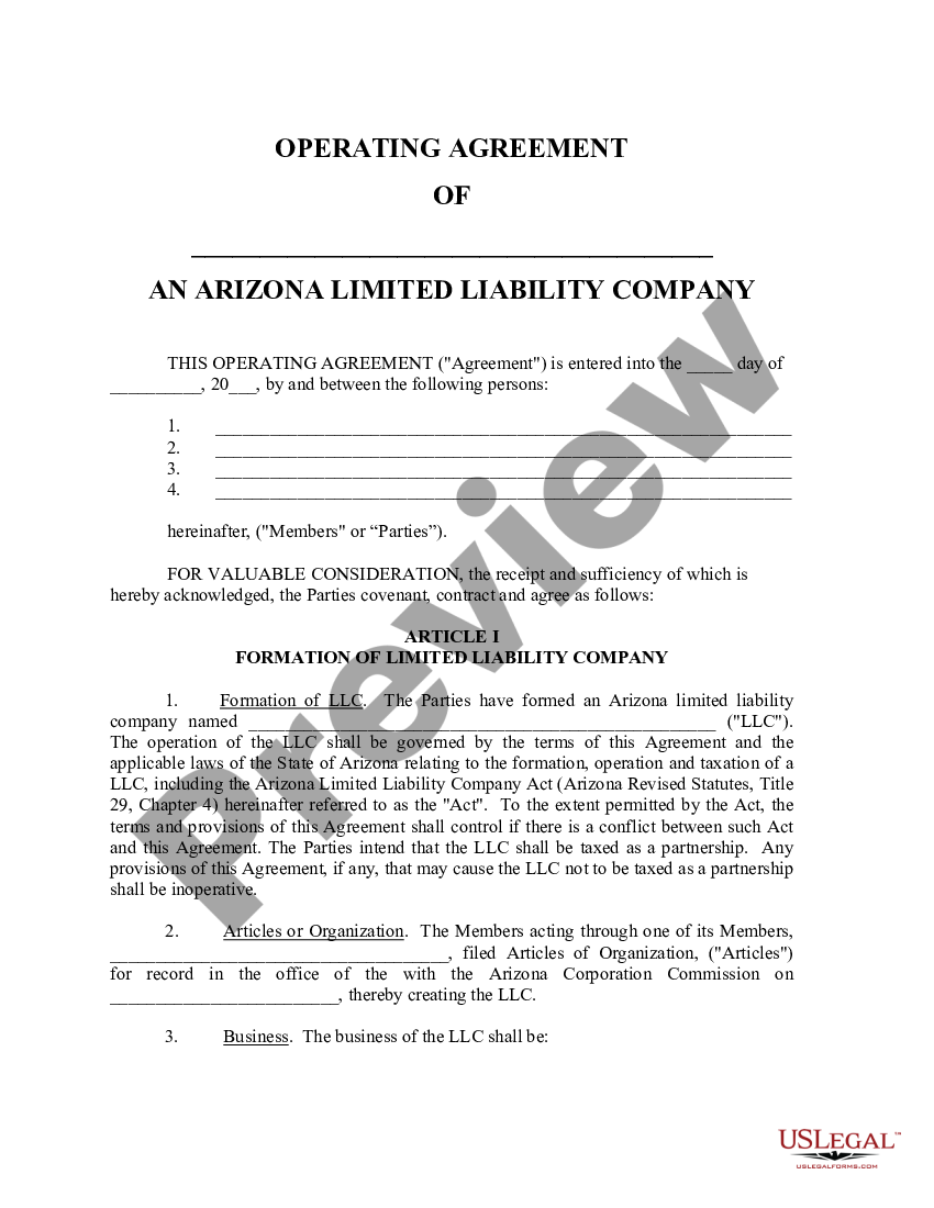 arizona-limited-liability-company-without-a-written-operating-agreement