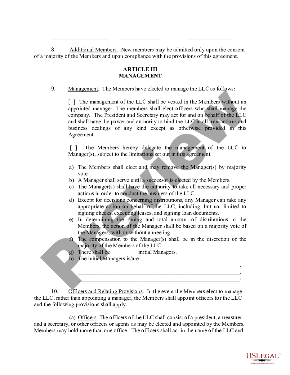 page 3 Limited Liability Company LLC Operating Agreement preview
