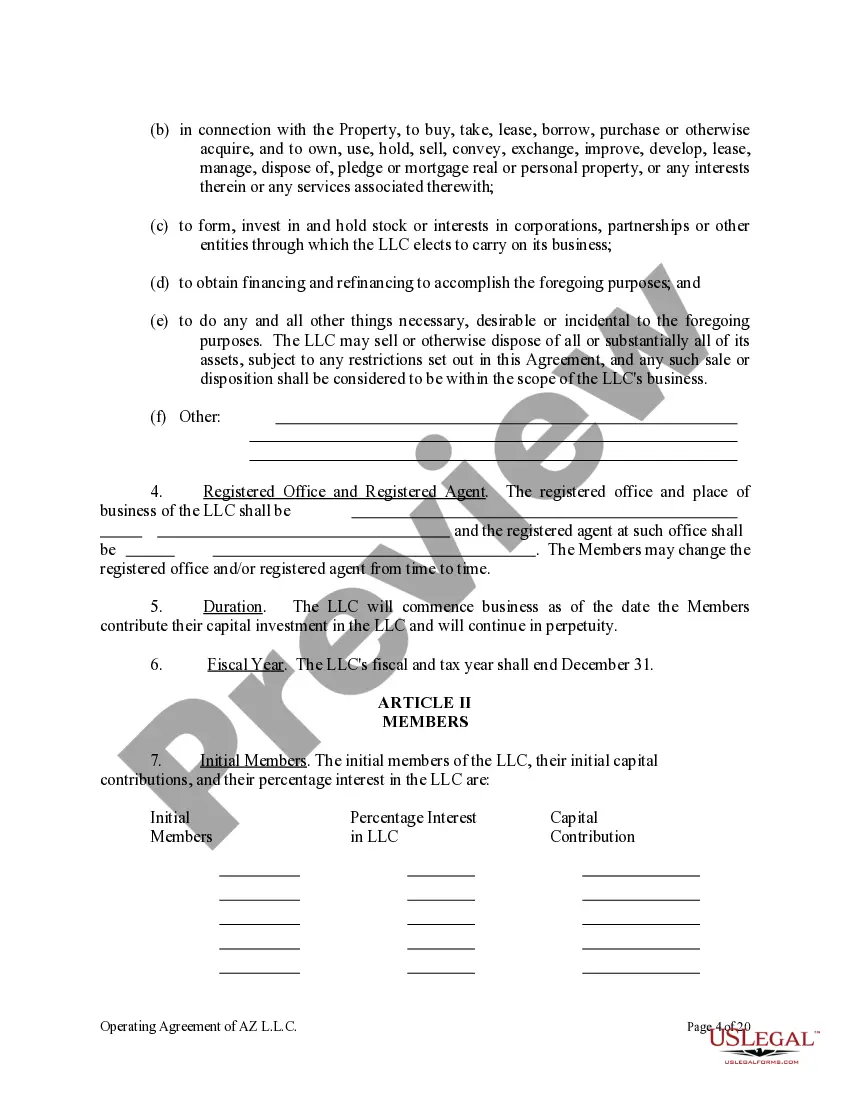 Preview Limited Liability Company LLC Operating Agreement