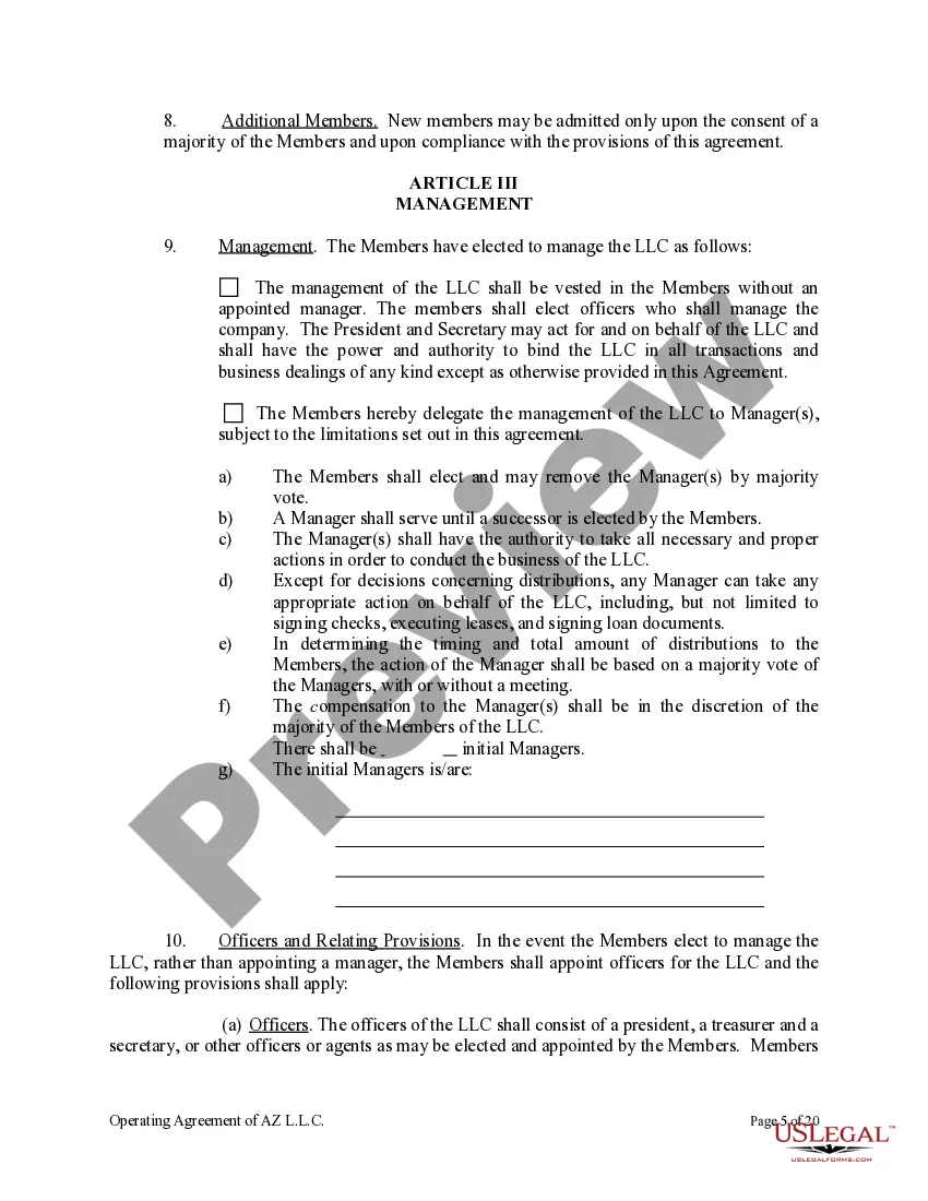 Preview Limited Liability Company LLC Operating Agreement