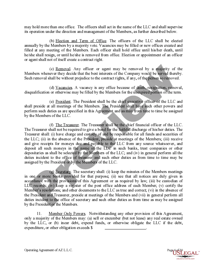 Preview Limited Liability Company LLC Operating Agreement