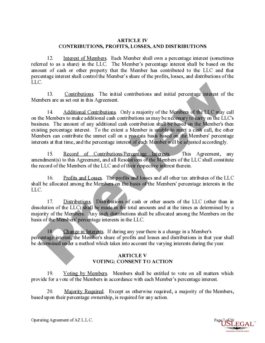 Preview Limited Liability Company LLC Operating Agreement