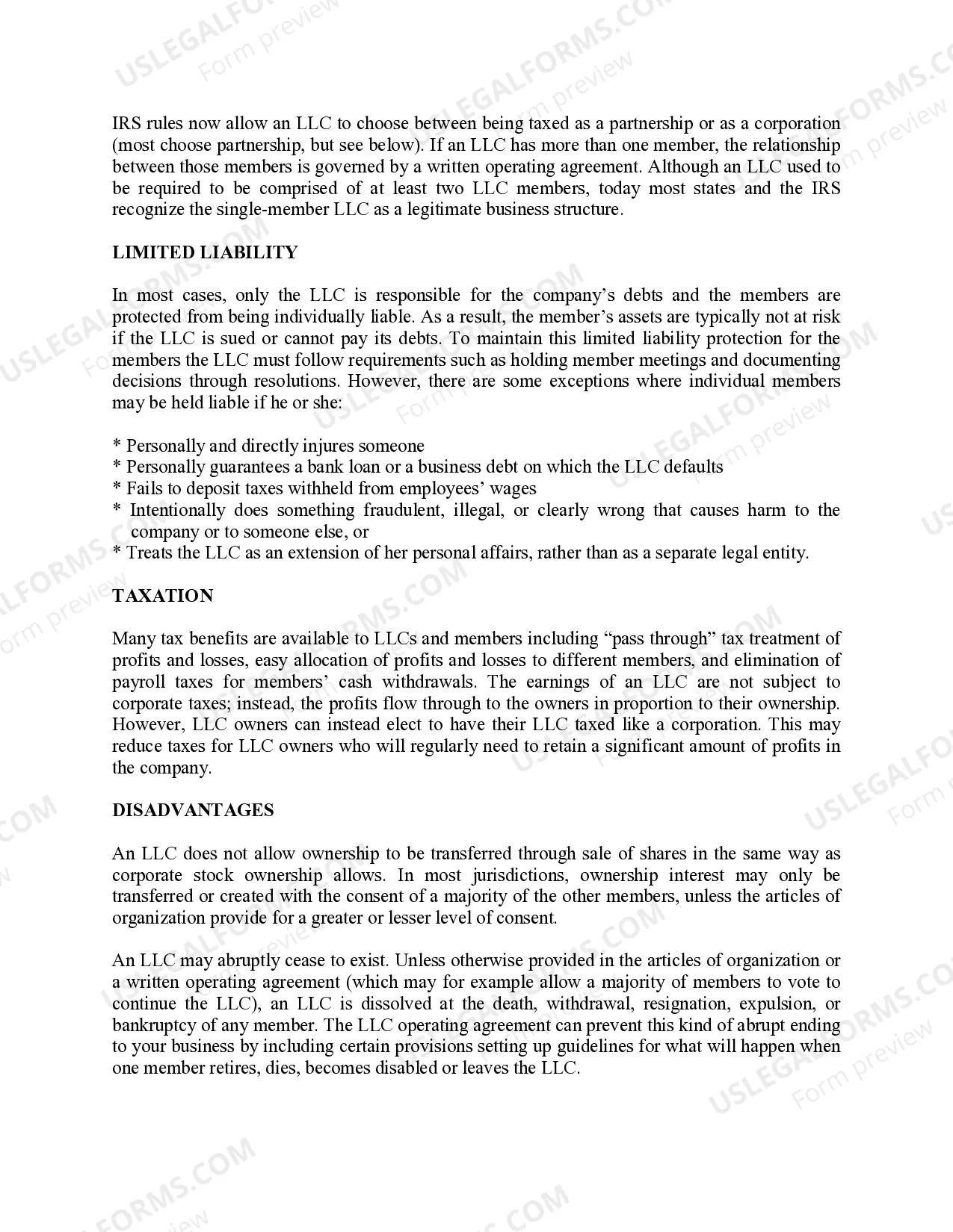 Preview Arizona Limited Liability Company LLC Formation Package