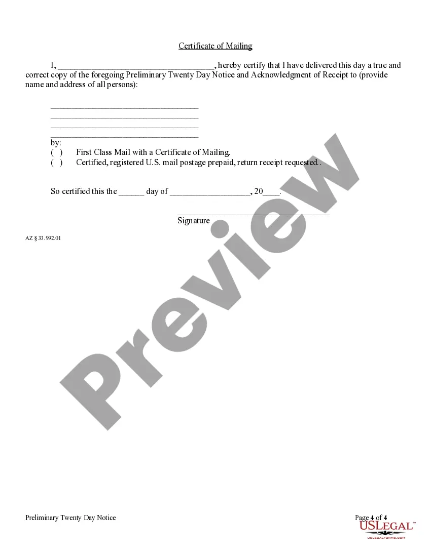 Preview Preliminary 20-Day Notice - Mechanic Liens - Individual