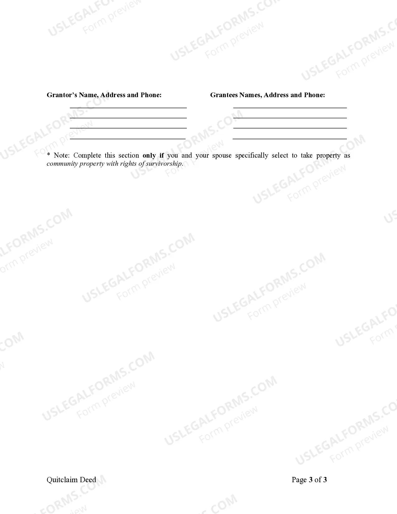 Preview Quitclaim Deed from Individual to Husband and Wife