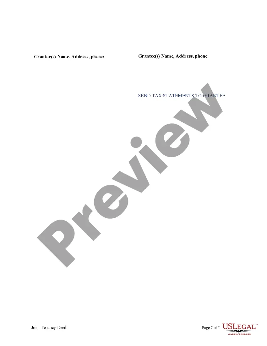 Preview Joint Tenancy Deed from Individual to Husband and Wife