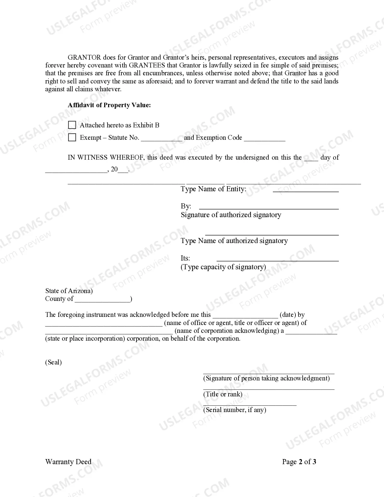 Preview Warranty Deed from Corporation to Husband and Wife