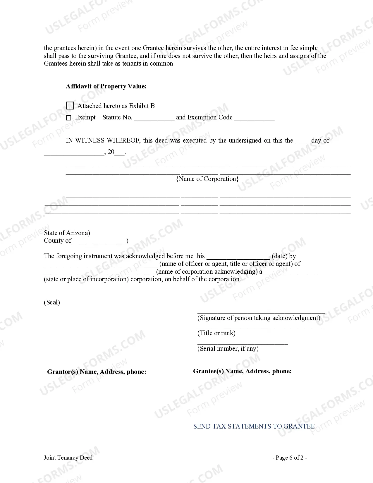 Preview Joint Tenancy Deed from Corporation to Husband and Wife