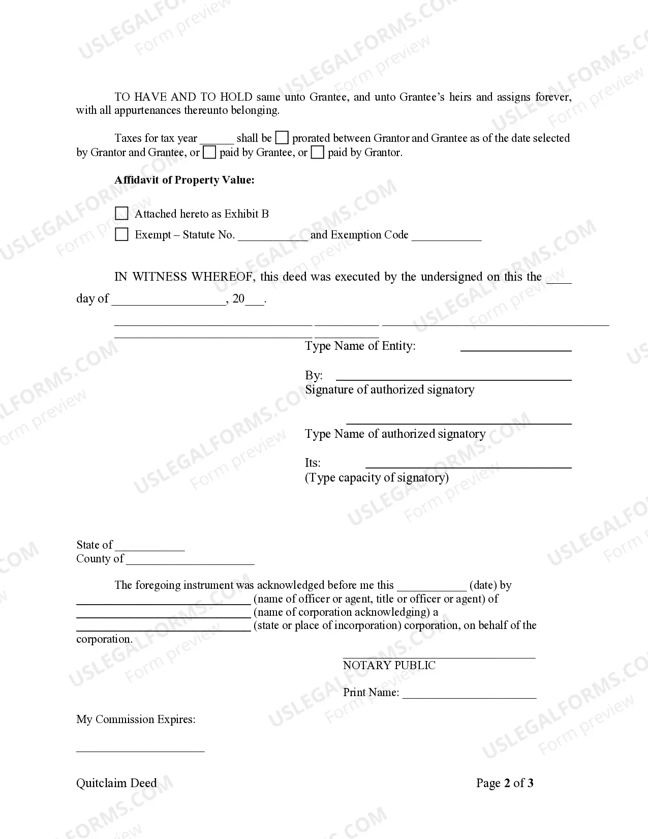 Preview Quitclaim Deed from Corporation to Individual