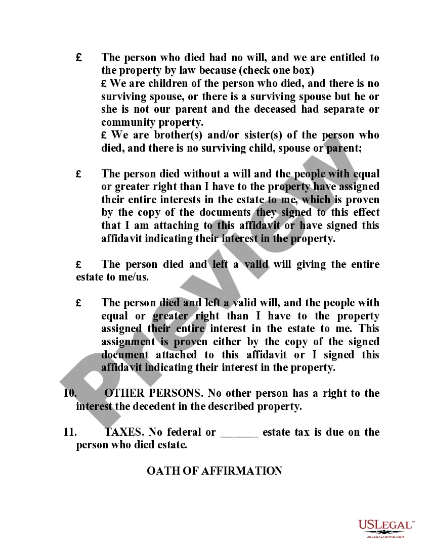 Preview Affidavit Transfer Real Property