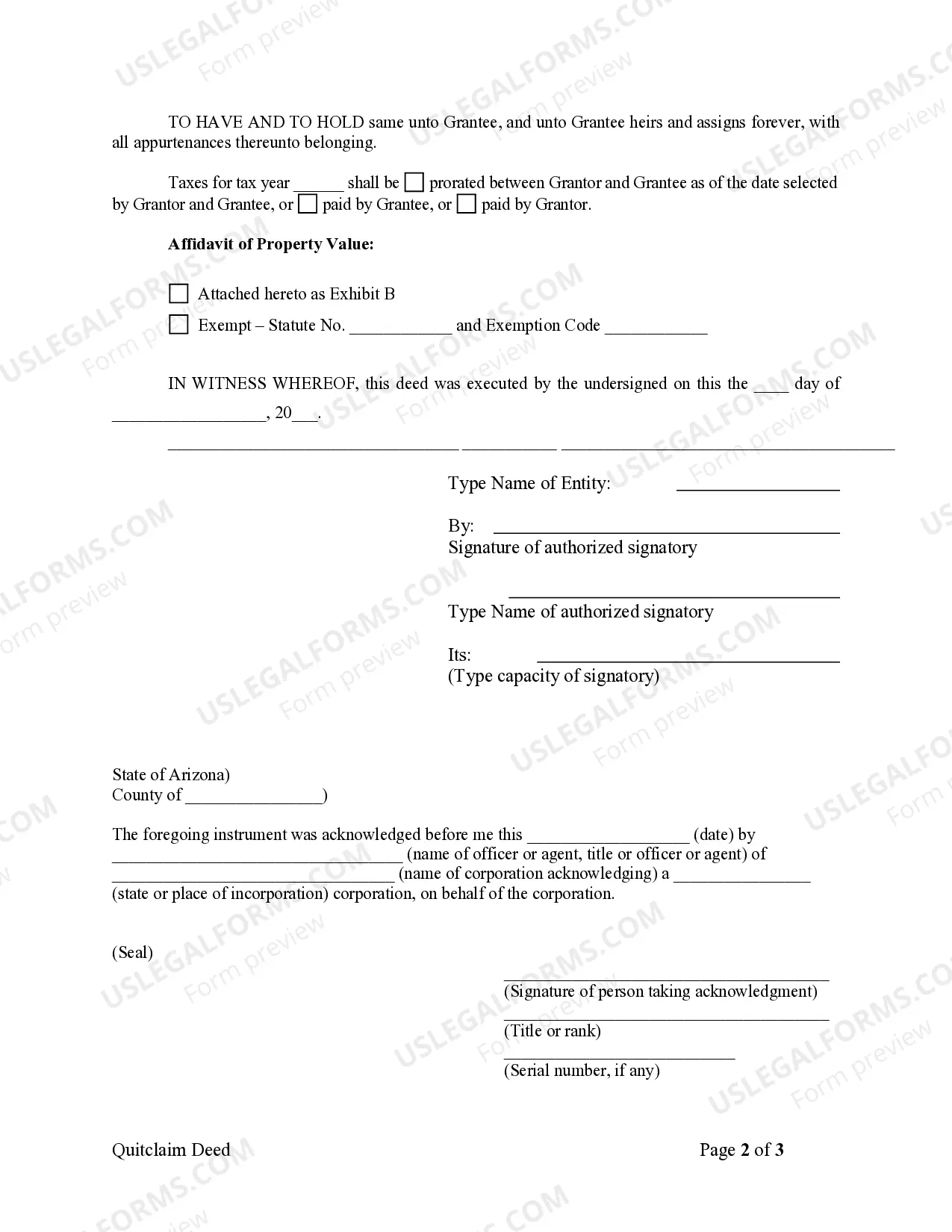 Preview Quitclaim Deed from Corporation to LLC