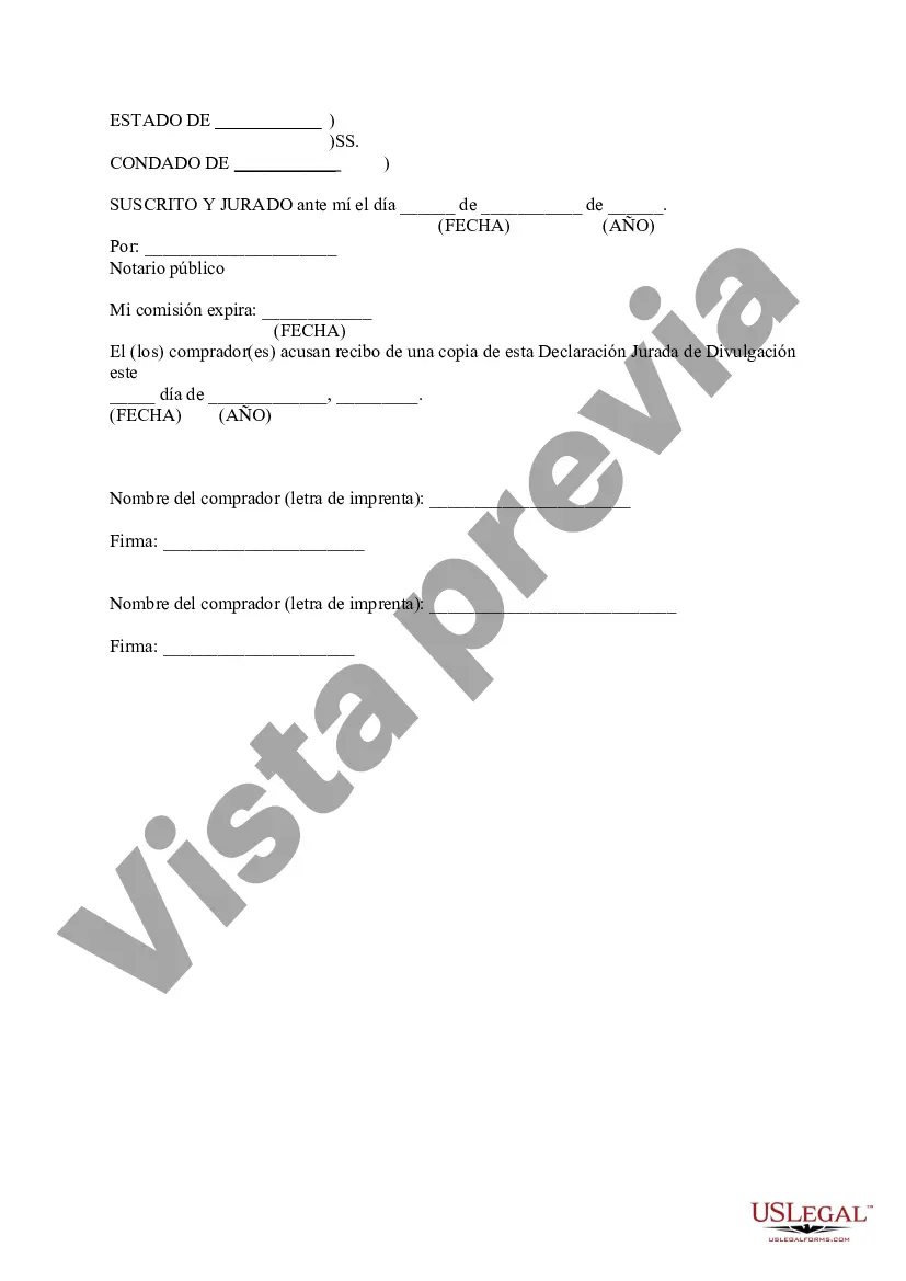 Preview Declaración jurada de divulgación de conformidad con ARS