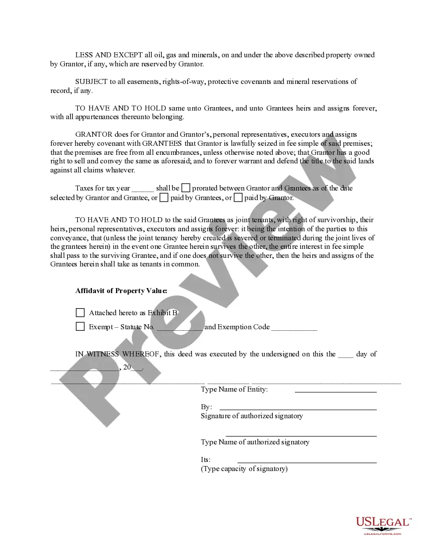 Get Joint Tenancy Deed from Corporation to Two Individuals Preview Joint Tenancy Deed from Corporation to Two Individuals