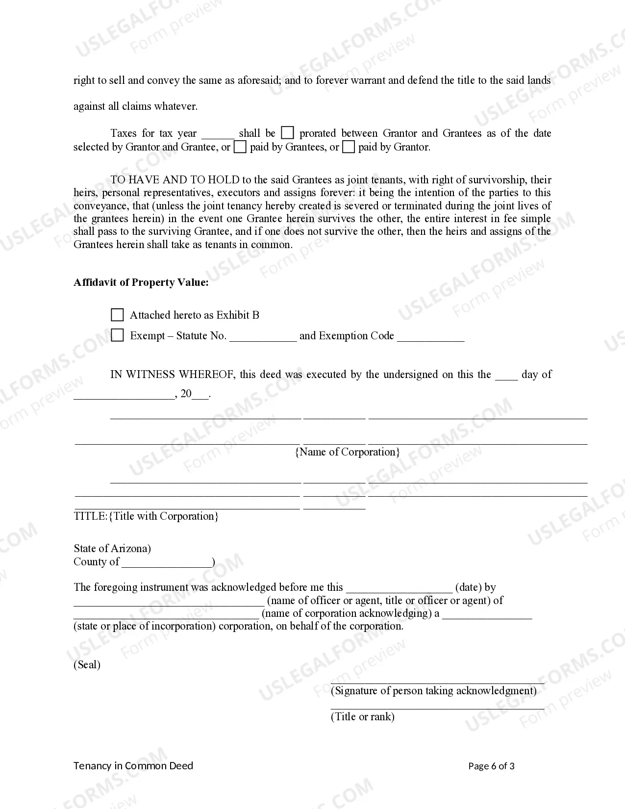 Preview Tenancy in Common Deed from Corporation to Two Individuals