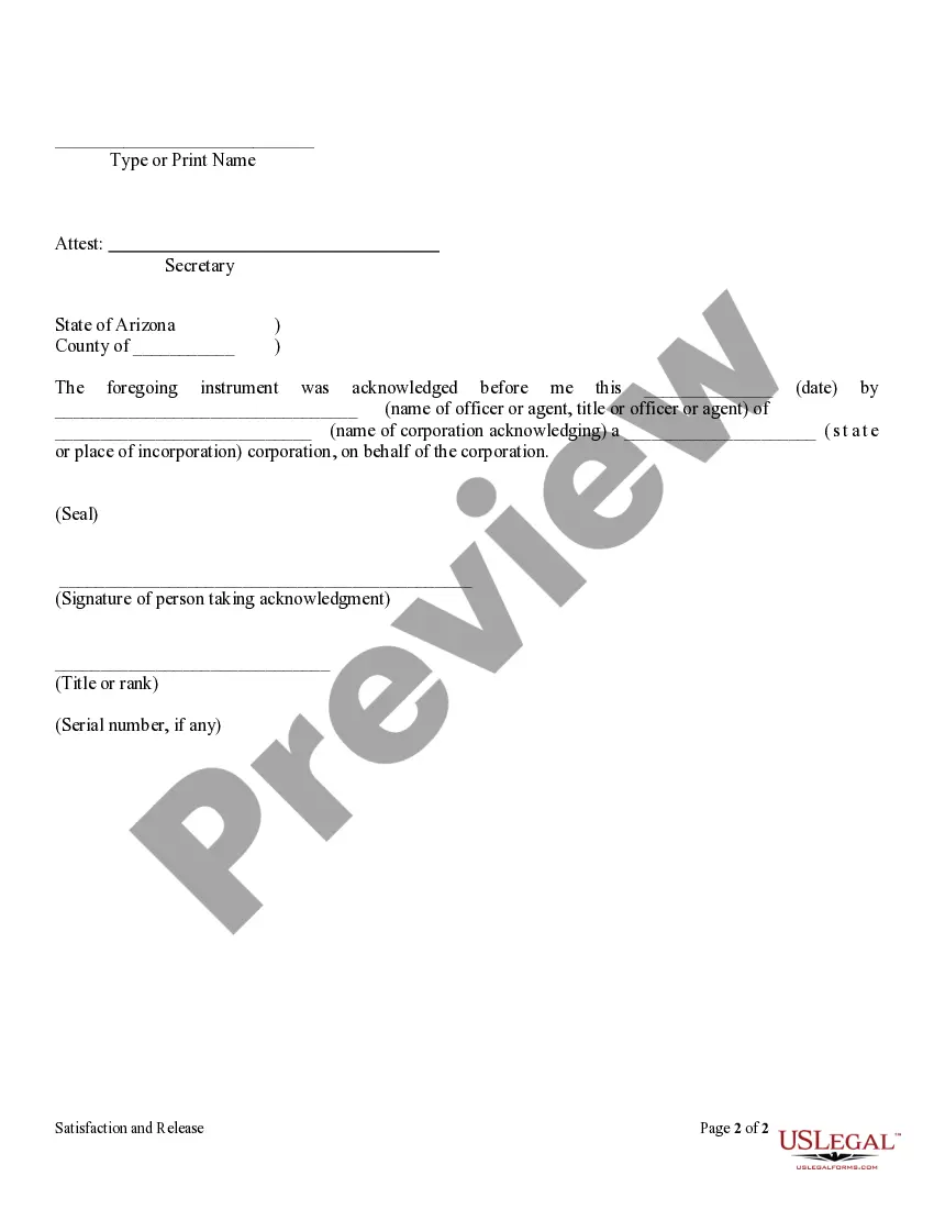 Preview Release of Mechanic Lien - Mechanic Liens - Corporation or LLC