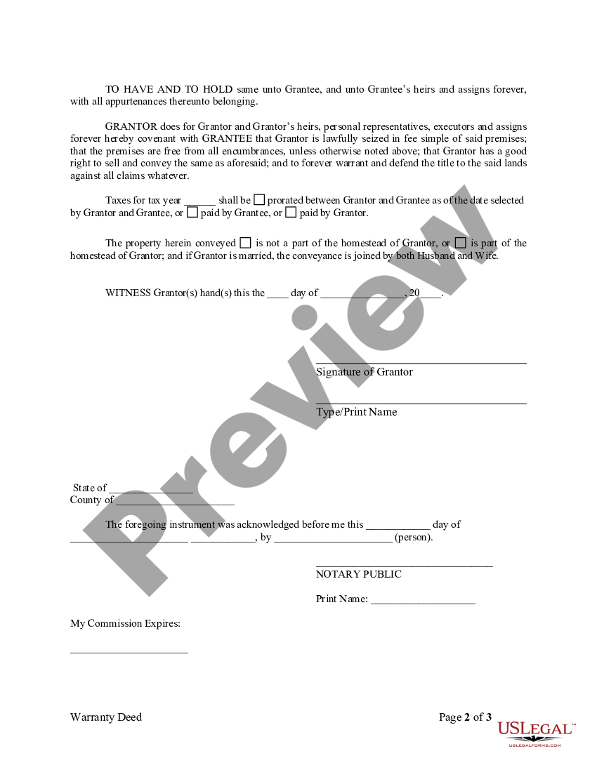 Arizona Warranty Deed from Individual to a Trust - Warranty Deed ...