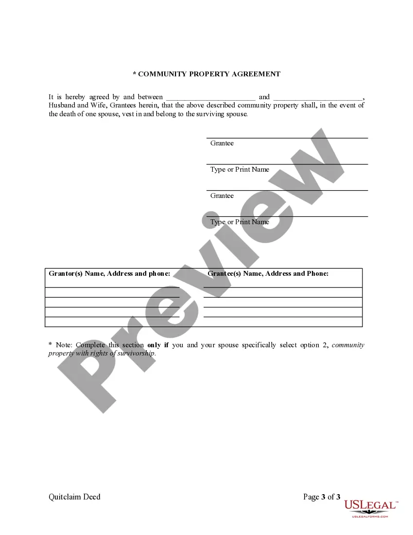 Preview Quitclaim Deed from Husband to Himself and Wife