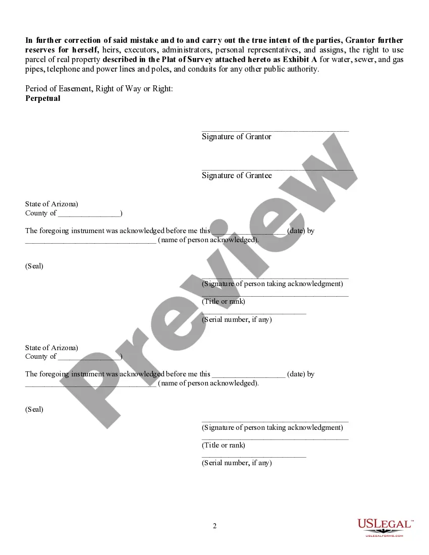 Preview Correction to Deed in Order to Reserve Perpetual Easement for Private Driveway and Utilities