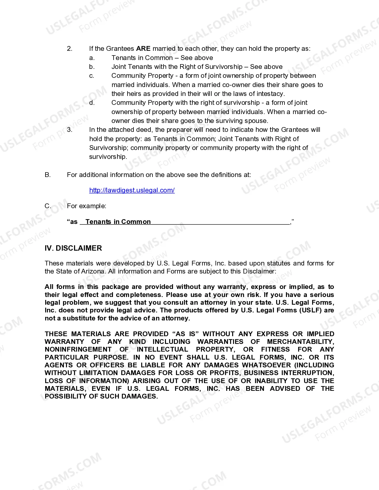 Preview Warranty Deed from Husband and Wife to Husband and Wife