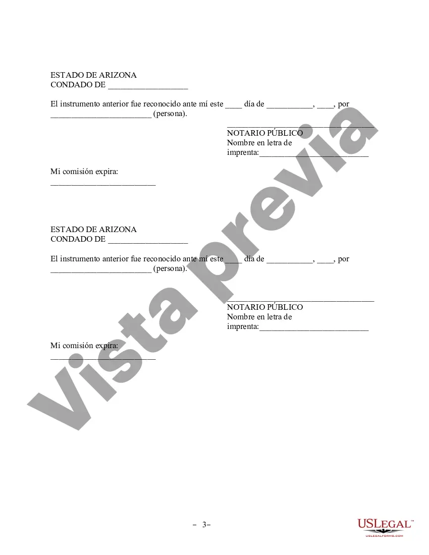 Preview Revocación del Acuerdo de Propiedad Postnupcial - Arizona