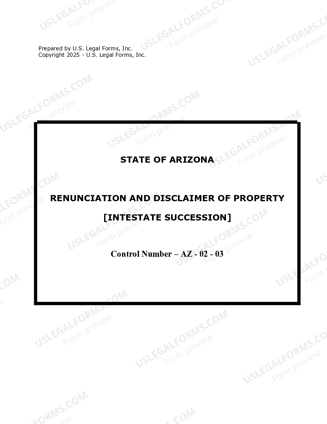 Arizona Renunciation and Disclaimer of Property received by Intestate
