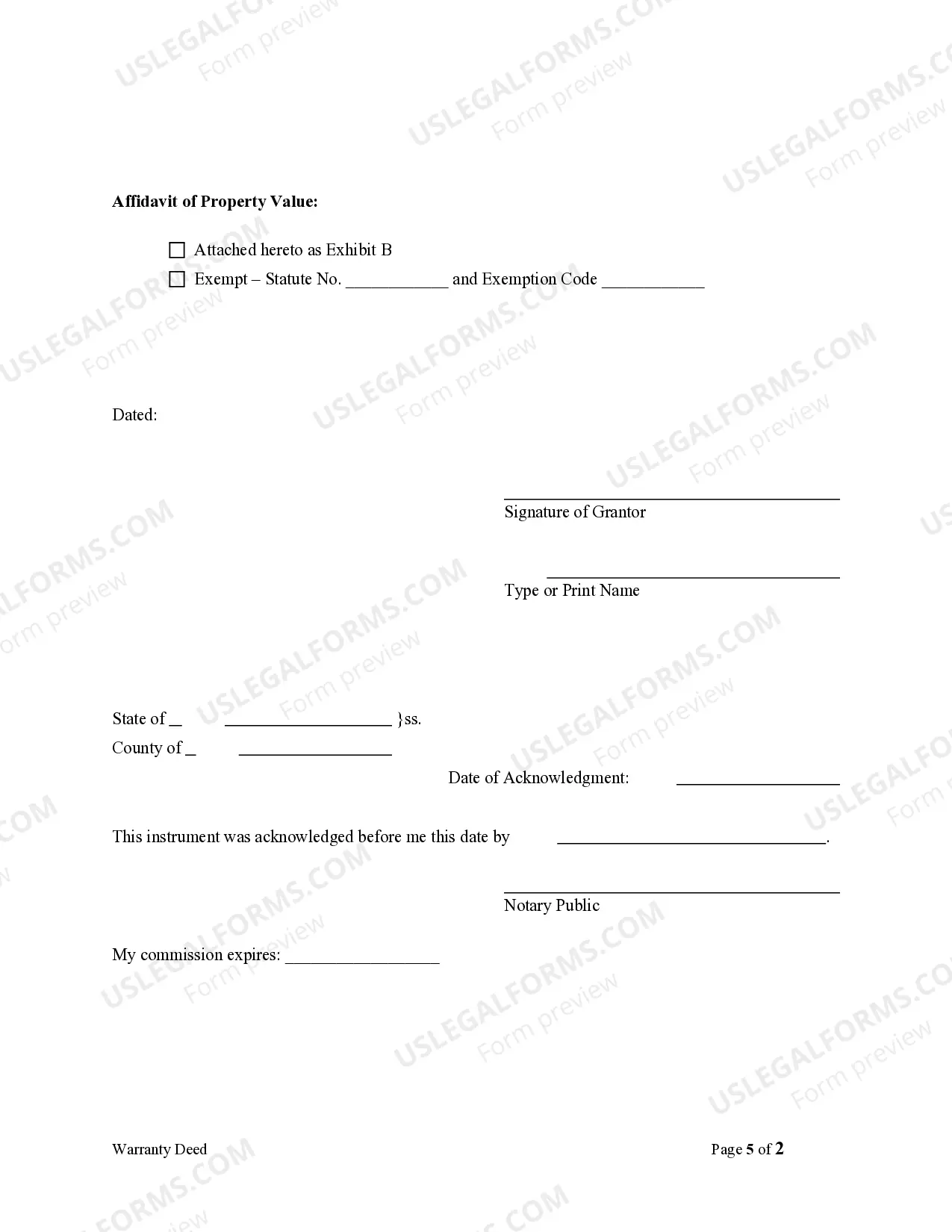 Preview Warranty Deed - One Individual to a Trust