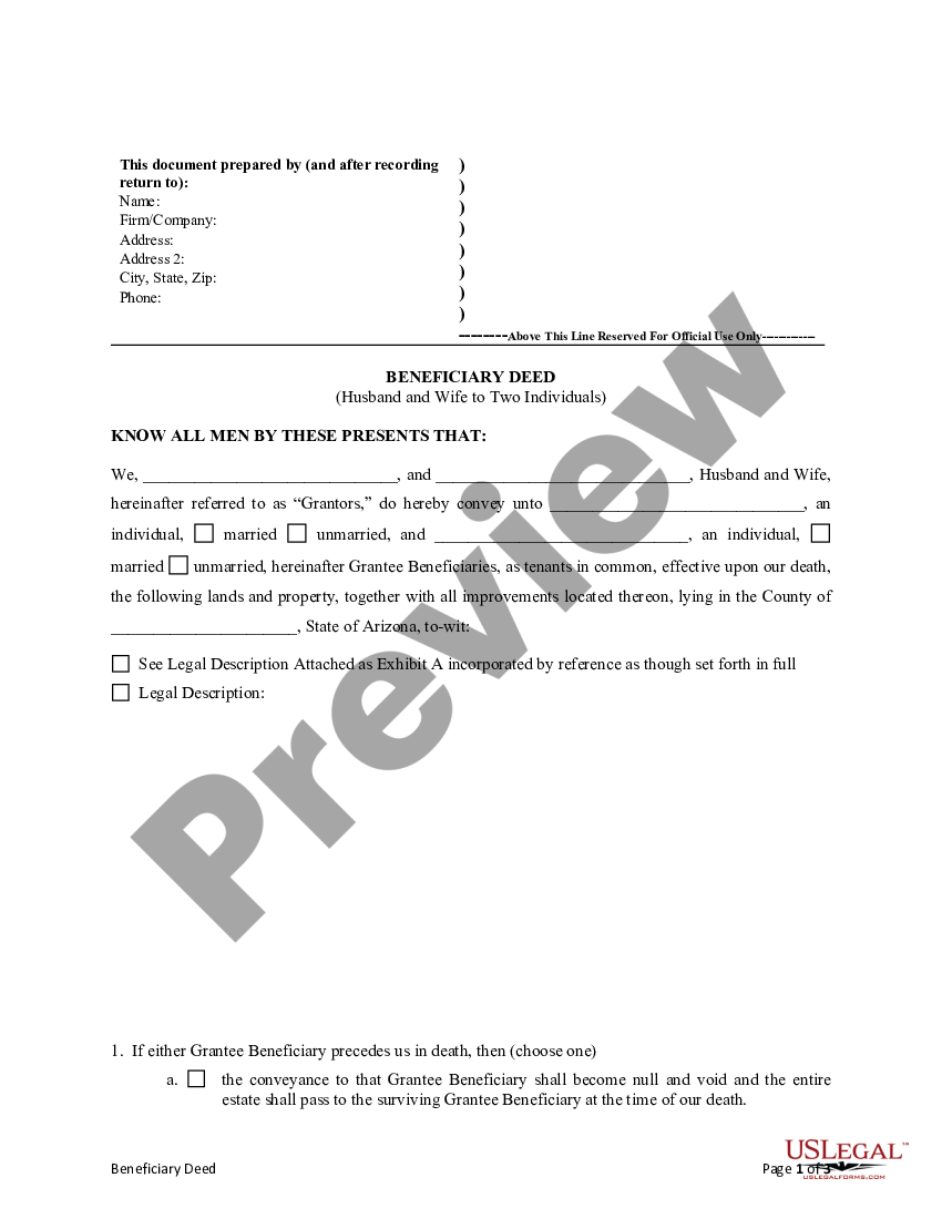 page 2 Transfer on Death Deed or TOD - Beneficiary Deed for Husband and Wife to Two Individuals with Successor Beneficiaries. preview