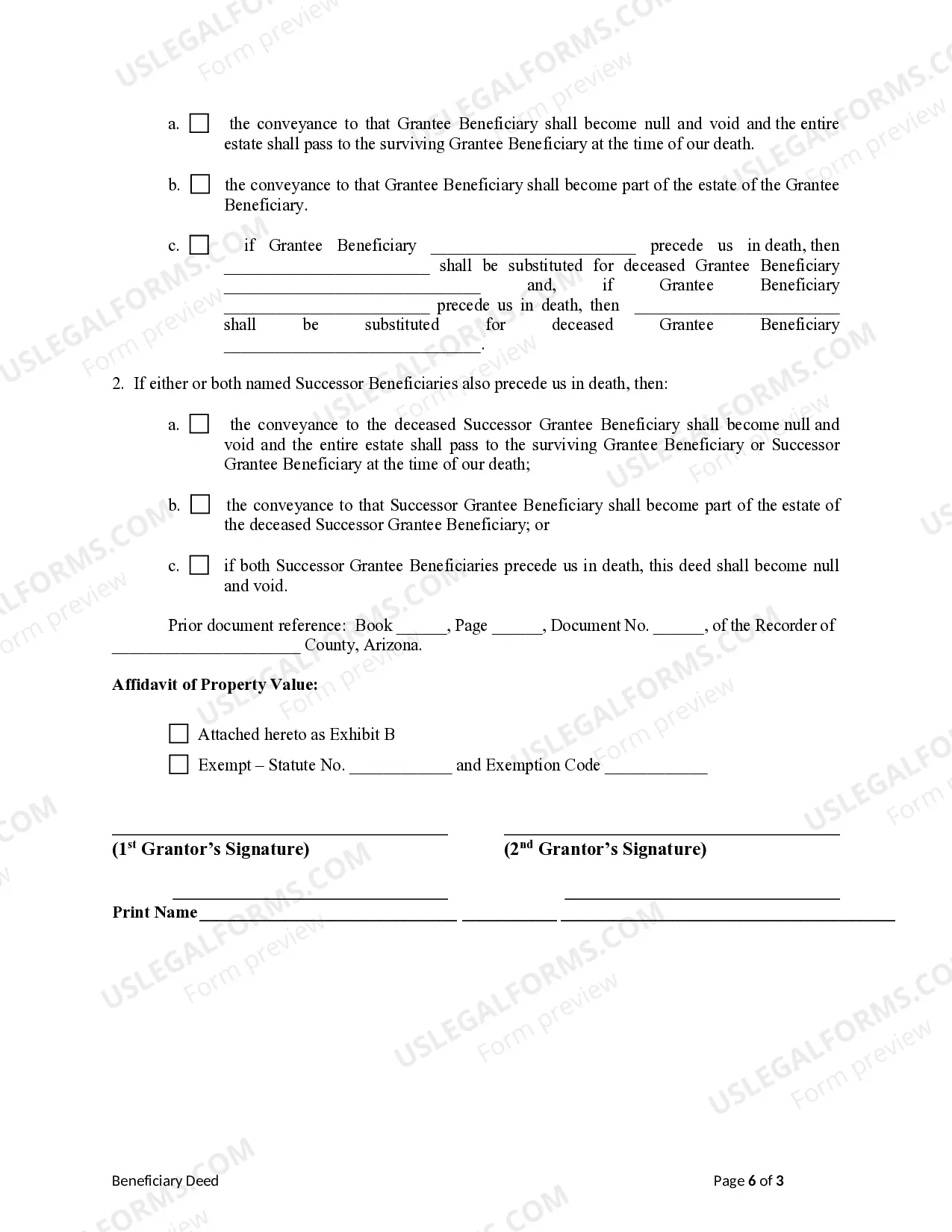 Preview Transfer on Death Deed or TOD - Beneficiary Deed for Husband and Wife to Two Individuals with Successor Beneficiaries.